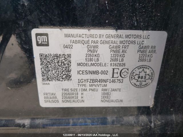 1GYFZBR49NF146753 Cadillac lsy - sidi, vvt, alum, var 3