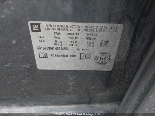 3G1BF5SM1HS604562 Chevrolet Cruze Premier Auto