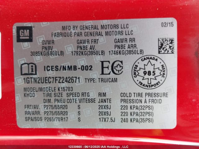 1GTN2UEC7FZ242671 GMC l83 - vvt, active fuel management, aluminum