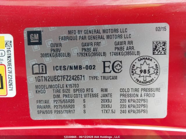 1GTN2UEC7FZ242671 GMC l83 - vvt, active fuel management, aluminum