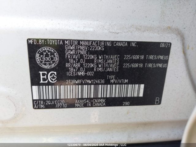 2T3RWRFV7MW124636 Toyota a25a-fxs, 3nm+4nm(ni)