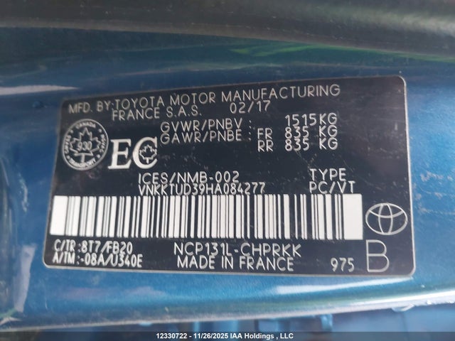 VNKKTUD39HA084277 Toyota YARIS LE