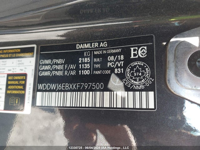 Mercedes-Benz m276 2019 WDDWJ6EBXKF797500 Image 9