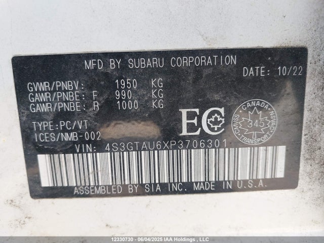 4S3GTAU6XP3706301 Subaru na