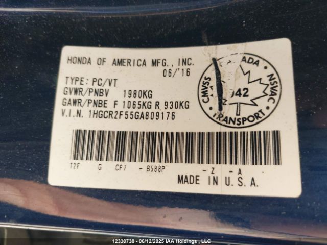 1HGCR2F55GA809176 Honda Accord Sport