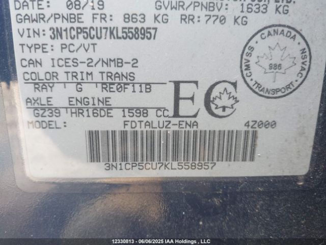 3N1CP5CU7KL558957 Nissan Kicks