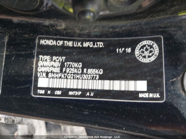 SHHFK7G21HU303773 Honda l15ba