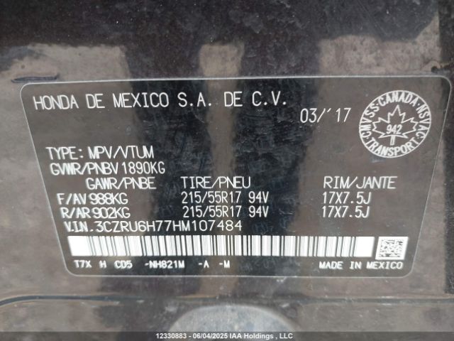 3CZRU6H77HM107484 Honda Hr-v Ex-l