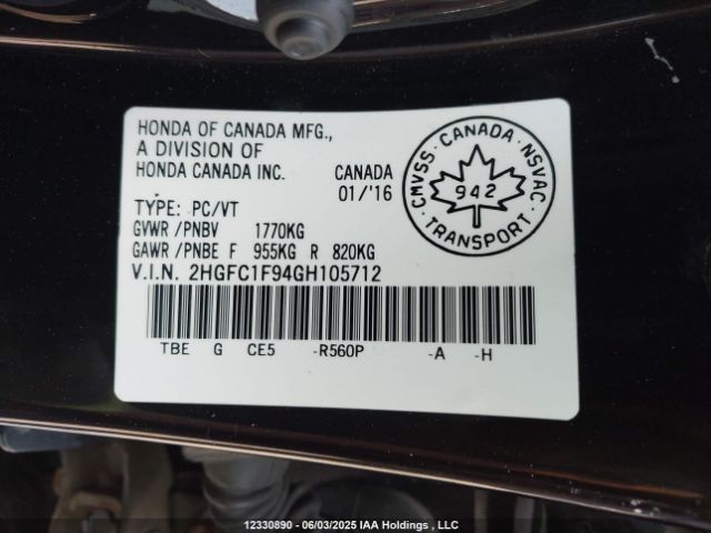 2HGFC1F94GH105712 Honda l15b7