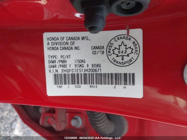 2HGFC1E51JH200671 Honda l15b7