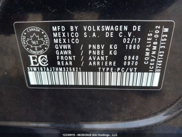 3VW167AJ7HM325821 Volkswagen 1.4 tsi