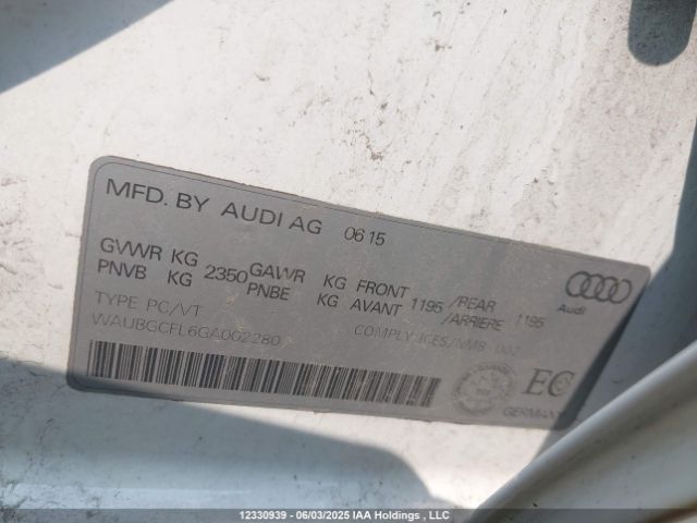 WAUBGCFL6GA002280 Audi 2016