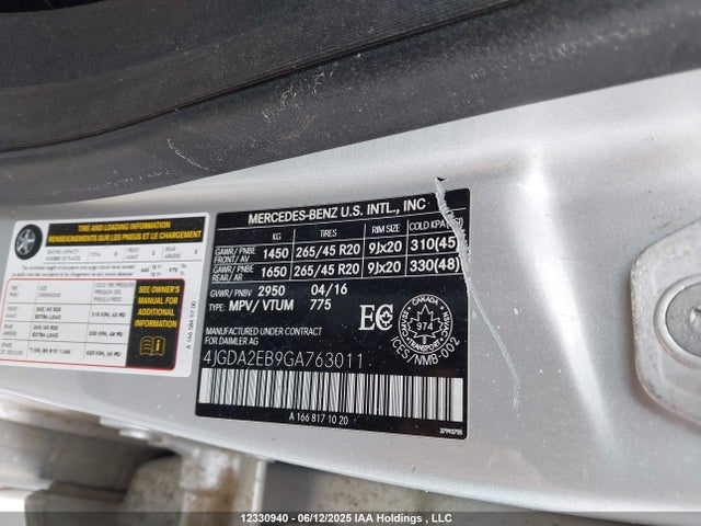 4JGDA2EB9GA763011 Mercedes-Benz om642