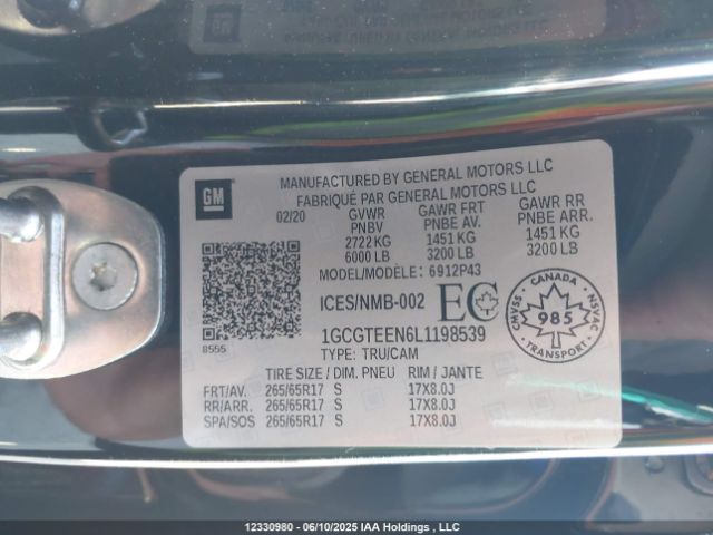 1GCGTEEN6L1198539 Chevrolet lg2 - di: direct injection, vvt: variable valve timing, alum, var2, gen2