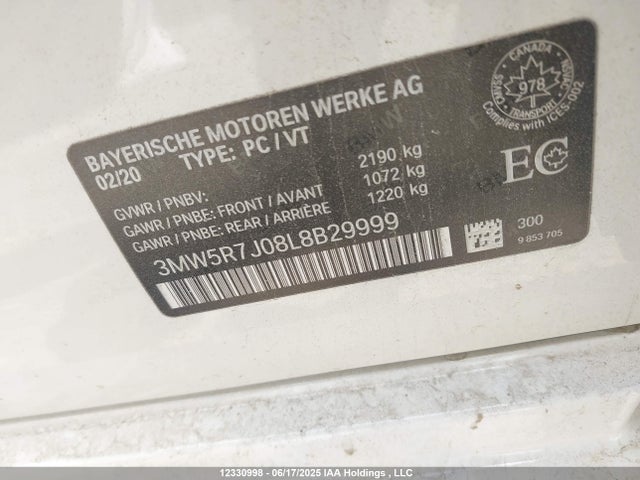 3MW5R7J08L8B29999 BMW 330I
