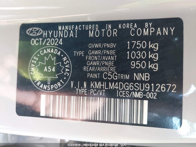 KMHLM4DG6SU912672 Hyundai mpi nu pe