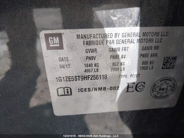 1G1ZE5ST9HF256118 Chevrolet MALIBU 1LT