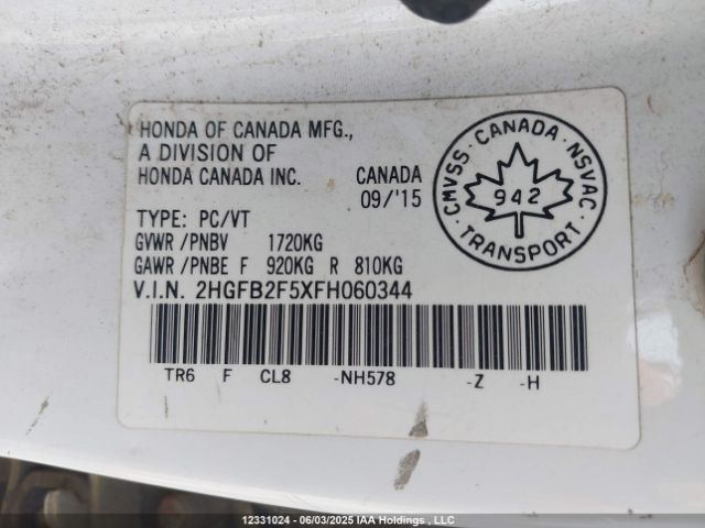2HGFB2F5XFH060344 Honda CIVIC EX