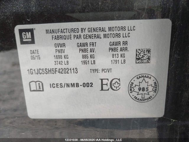 1G1JC5SH5F4202113 Chevrolet luw