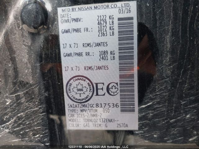 5N1AT2MV2GC817536 Nissan Rogue