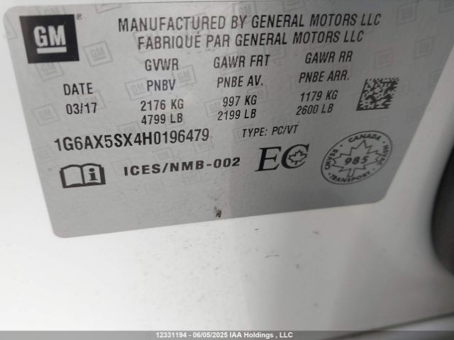 1G6AX5SX4H0196479 Cadillac CTS