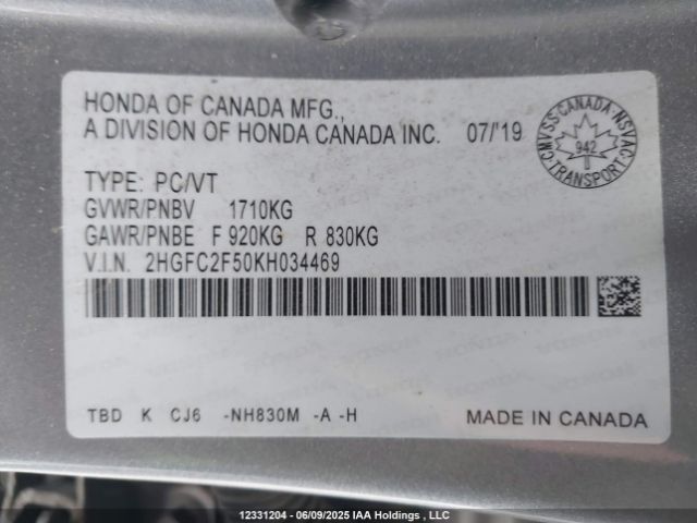 2HGFC2F50KH034469 Honda k20c2
