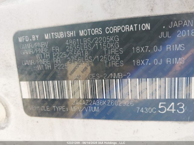 JA4AZ2A36KZ602926 Mitsubishi Outlander Es