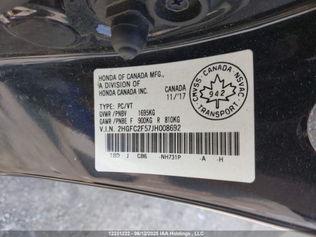 2HGFC2F57JH008692 Honda k20c2