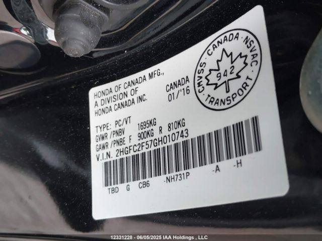 2HGFC2F57GH010743 Honda Civic Lx