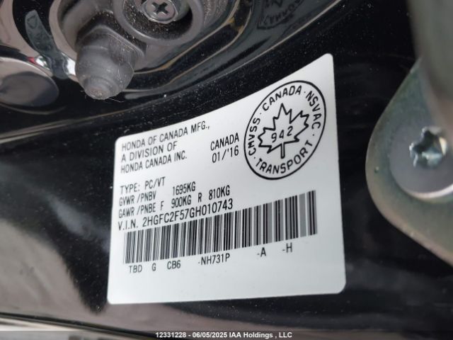2HGFC2F57GH010743 Honda Civic Lx