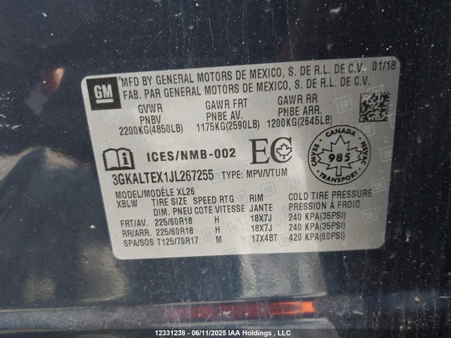 3GKALTEX1JL267255 GMC ltg - spark ignited direct injection, alum dohc, vvt, dcvcp turbo, e0-e100, alum