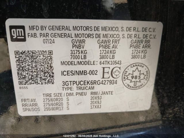 3GTPUCEK6RG427934 GMC l3b