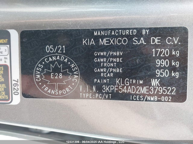 Aukcja sprzedaży 2021 Kia Forte, vin: 3KPF54AD2ME379522, numer aukcji: 12331306