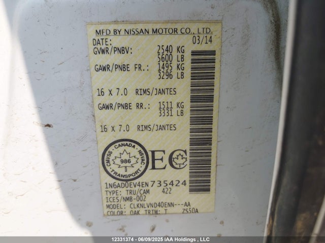 Nissan Frontier 2014 1N6AD0EV4EN735424 Image 19