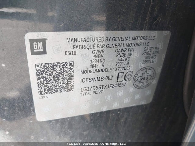 1G1ZB5STXJF244557 Chevrolet lfv - direct injection, variable valve timing, gen 1