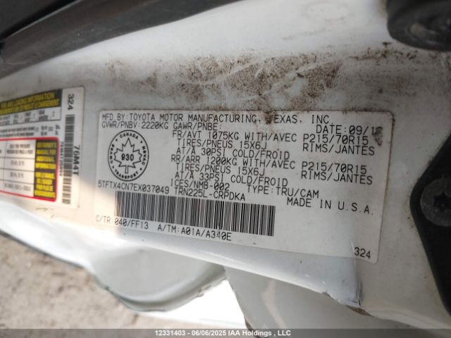 5TFTX4CN7EX037049 Toyota 2tr-fe