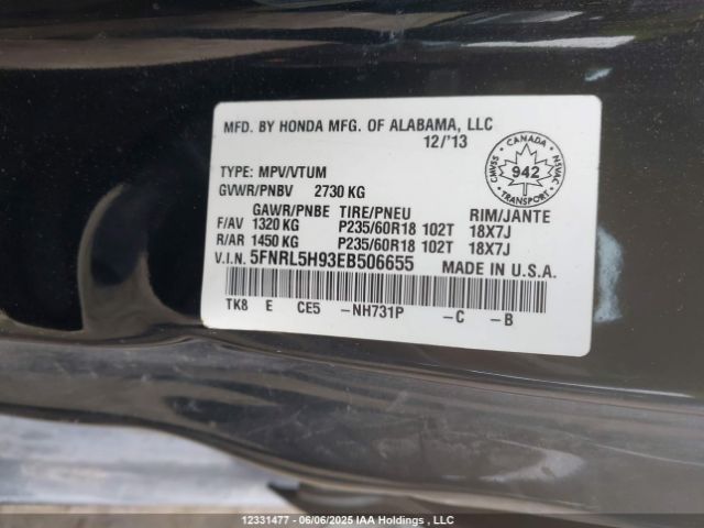 5FNRL5H93EB506655 Honda j35z8