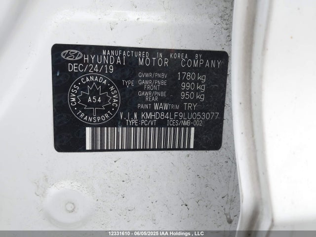 KMHD84LF9LU053077 Hyundai mpi nu