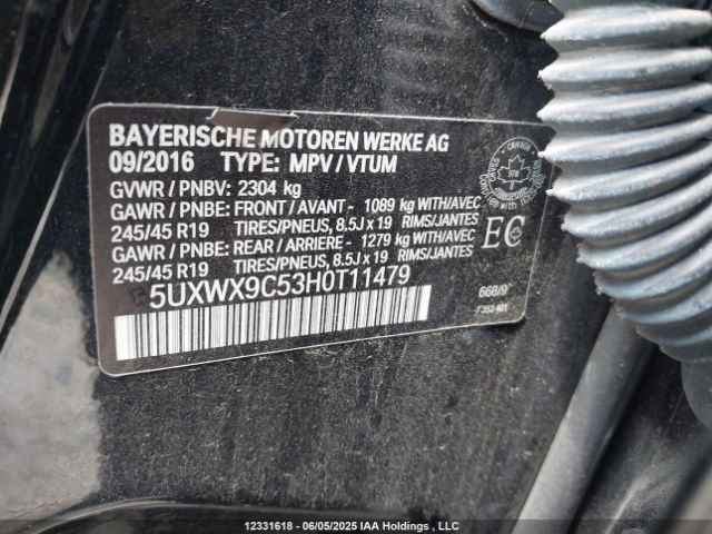 5UXWX9C53H0T11479 BMW X3