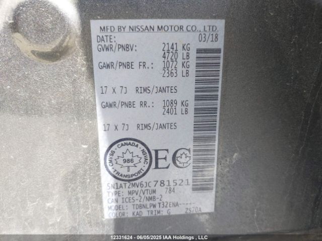 5N1AT2MV6JC781521 Nissan Rogue