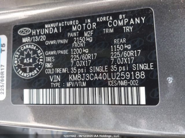 KM8J3CA40LU259188 Hyundai gdi nu