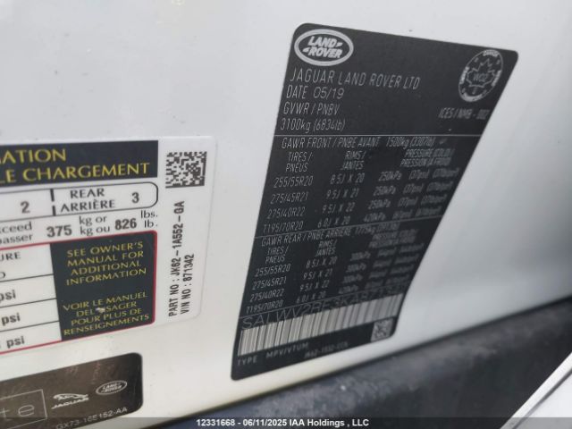 SALWV2RE3KA871342 Land Rover aj133 s/c