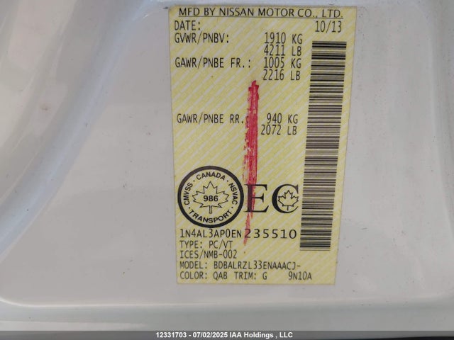 1N4AL3AP0EN235510 Nissan Altima