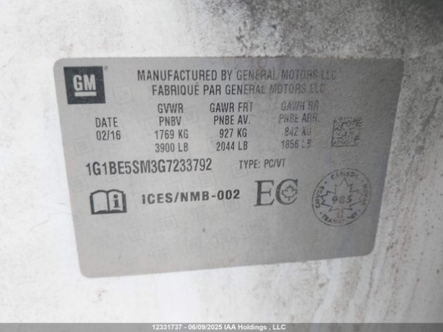 1G1BE5SM3G7233792 Chevrolet le2 - di: direct injection, alum, vvt, gen i, gmna