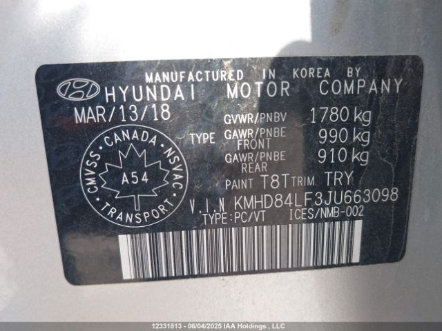 KMHD84LF3JU663098 Hyundai mpi nu