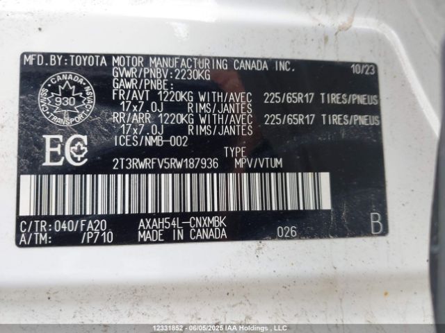 2T3RWRFV5RW187936 Toyota Rav4 Hybrid Xle