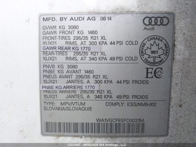 WA1VGCFE5FD003154 Audi Q7 Prestige