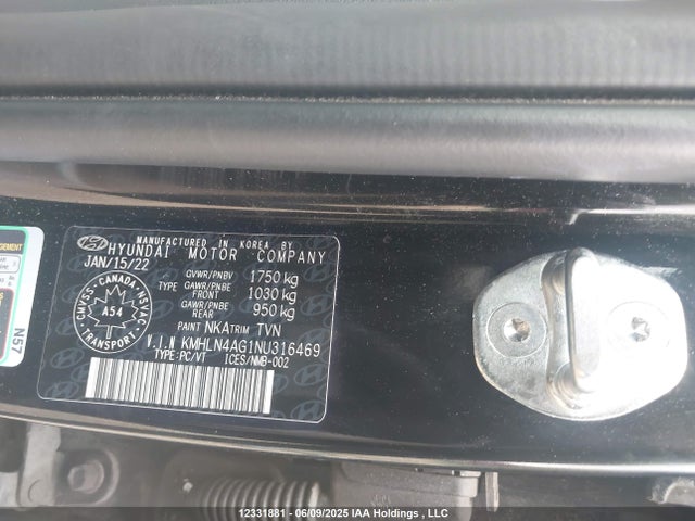 12331881 :رقم المزاد ، KMHLN4AG1NU316469 vin ، 2022 Hyundai Elantra Ultimate Ivt With Tech Package With Two-tone Interior مزاد بيع