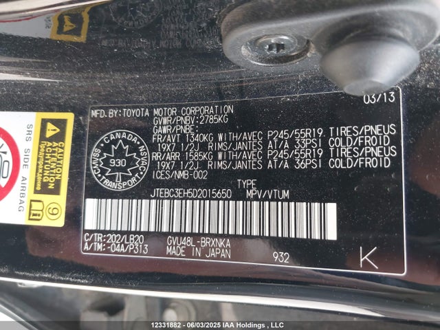Продаж на аукціоні авто 2013 Toyota Highlander Hybrid Hybrid, vin: JTEBC3EH5D2015650, номер лоту: 12331882