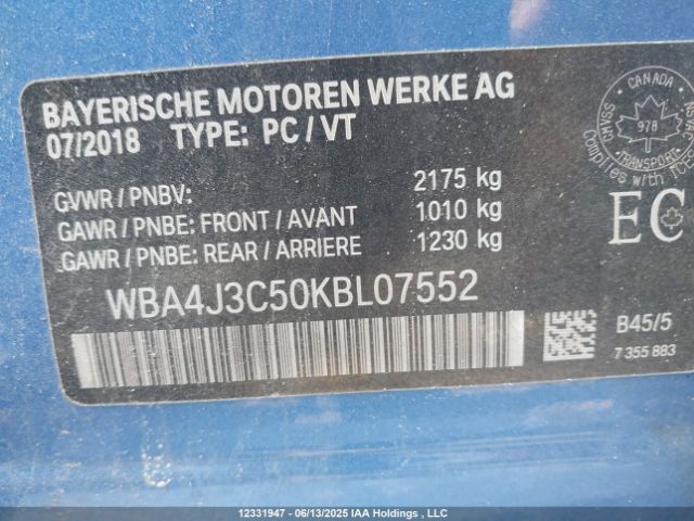WBA4J3C50KBL07552 BMW 430I